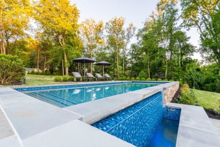 custom swimming pool pergola and garden wall design ideas franklin  lakes nj