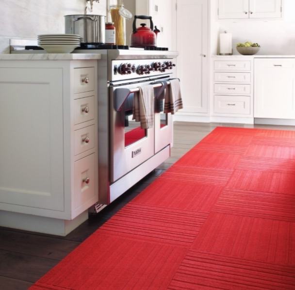 A sisal rug may be used in the kitchen because it wipes clean easily