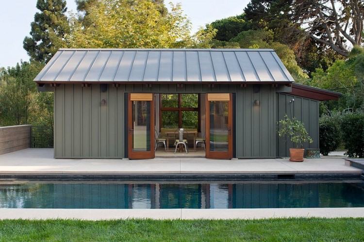 Even the smallest gardens can contain a pool and a pool house [Design:  Studio