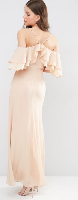 Wedding Guest Dresses, Champagne, Gina Off Shoulder Maxi Dress,