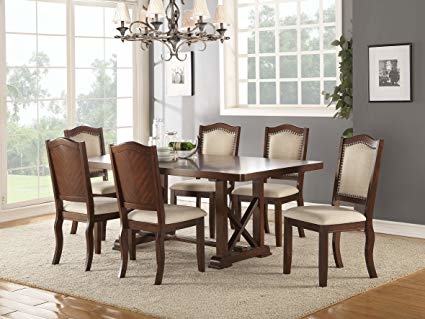 Dining Room Table Set Dark Cherry Solid Wood Furniture 7 Piece 1 Table  6 Chairs