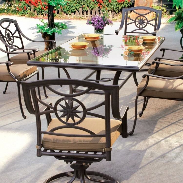 Round Outdoor Dining Table& 2 Swivel Rocking Chairs, 2  Chair Chairs, with Umbrella & Base by Home Styles (South Beach 7pc Outdoor  Dining