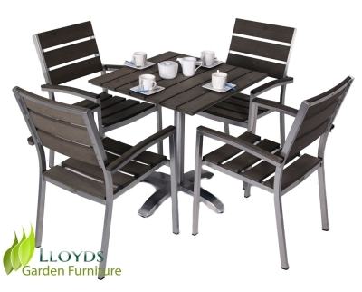 BuyLG Outdoor Devon 4 Seater Garden Dining Table and Chairs Set with  Parasol, Bronze Online