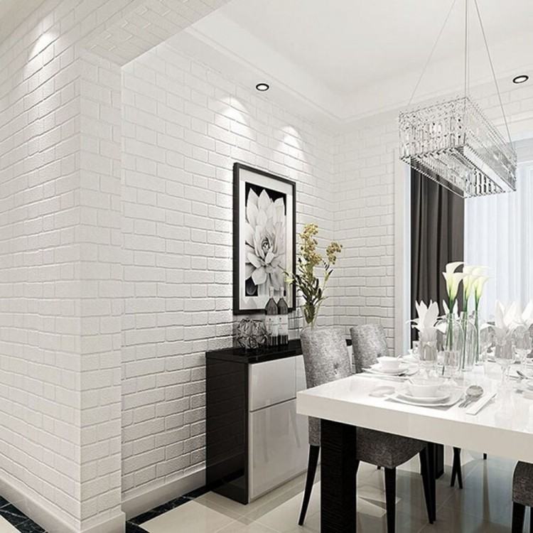 wallpaper dining room view product white brick wallpaper dining room