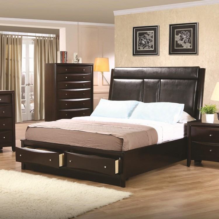 brown leather bed