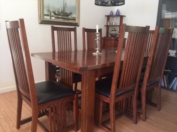 The dining table, set for dinner