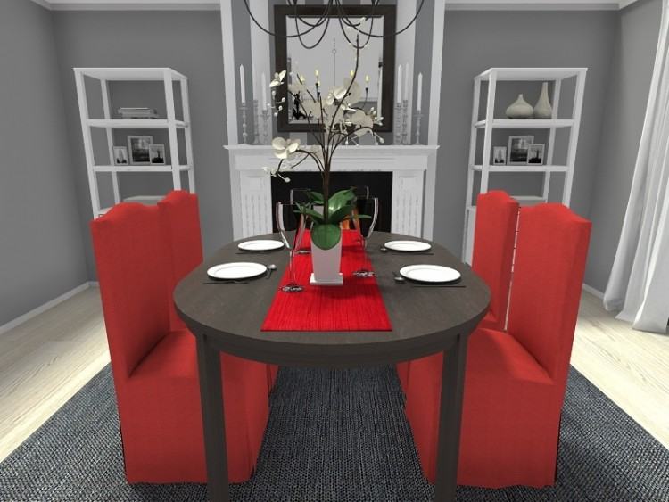 Modern French style: Red dining room table meets 1860s Paris | by  SarahKaron