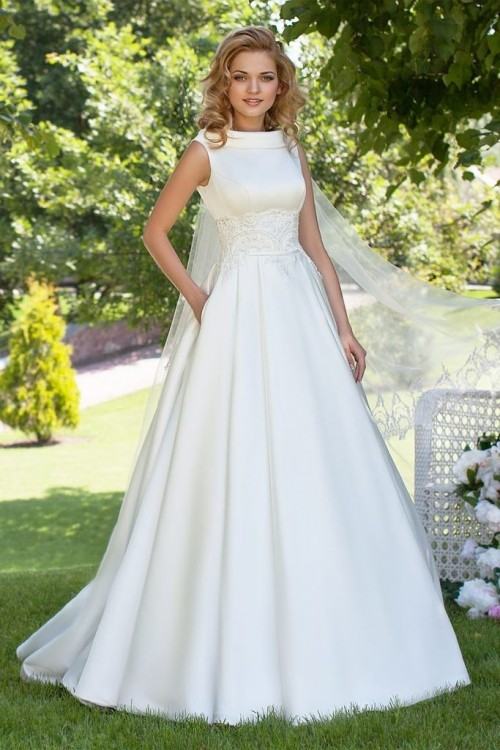 Elegant White Satin Mermaid Wedding Dresses Lace Appliques