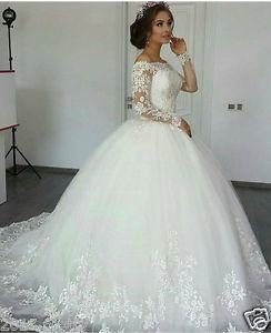 com: BARWA White Wedding Dress with Long Veil Evening Party Princess  White Lace Gown Dress for 11