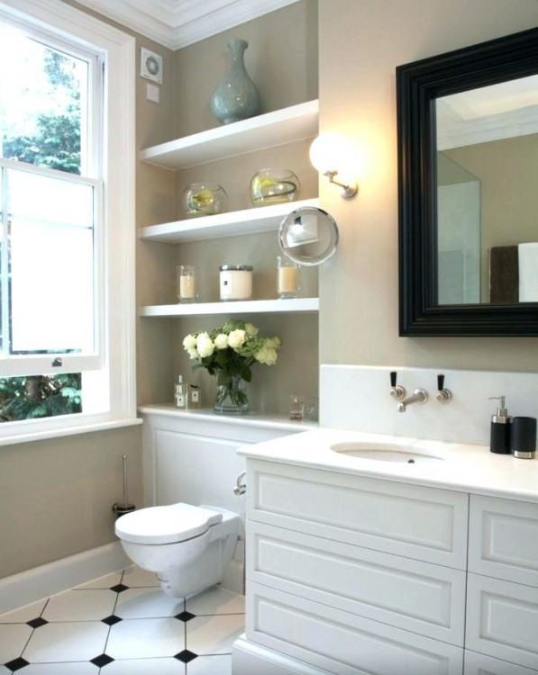 This vintage shelf with design allows you to utilize  extra space for all your bathroom storage