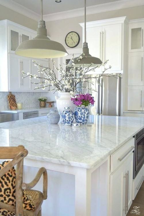 Beautiful Chiseled edge white  marble countertop