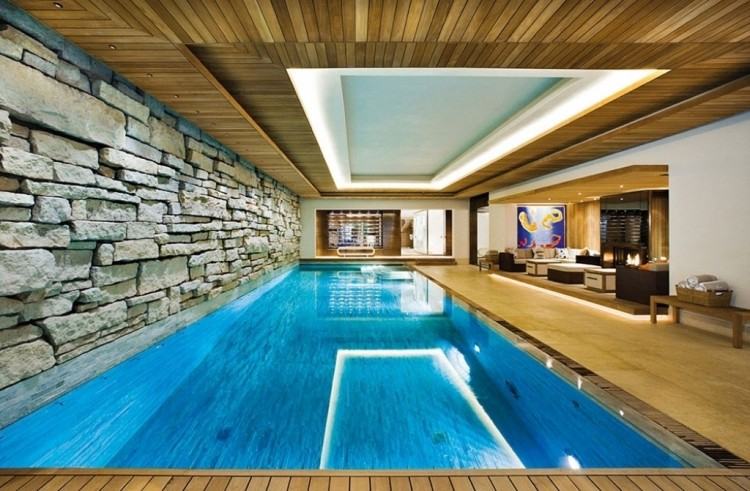 The indoor pool in the townhouse on Rue Crillon, Paris