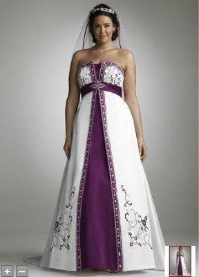 Discount Plus Size White And Purple Wedding Dresses Empire Waist V Neck  Beads Appliques Satin Sweep Train Bridal Gowns Custom Made 2018 Hot Sale  Best Lace